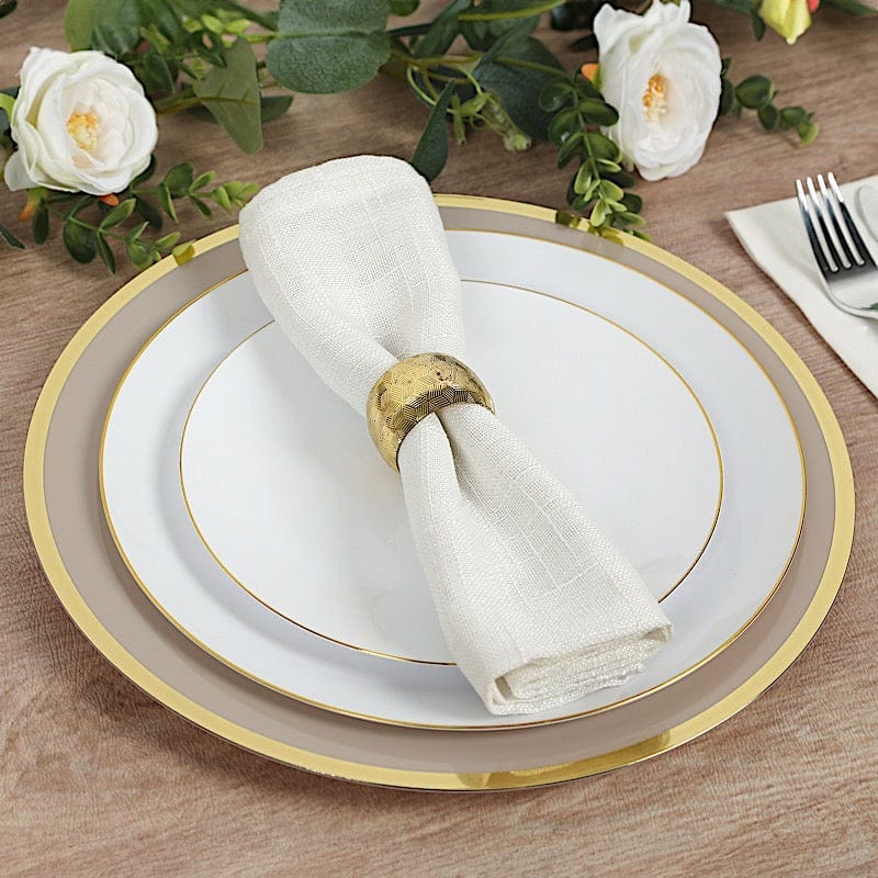 10 pcs 12 in Round Heavy Duty Plastic Charger Plates with Metallic Trim