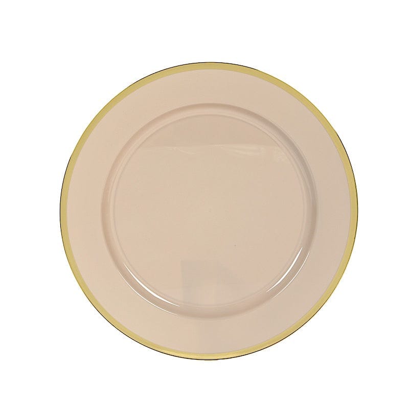10 pcs 12 in Round Heavy Duty Plastic Charger Plates with Metallic Trim