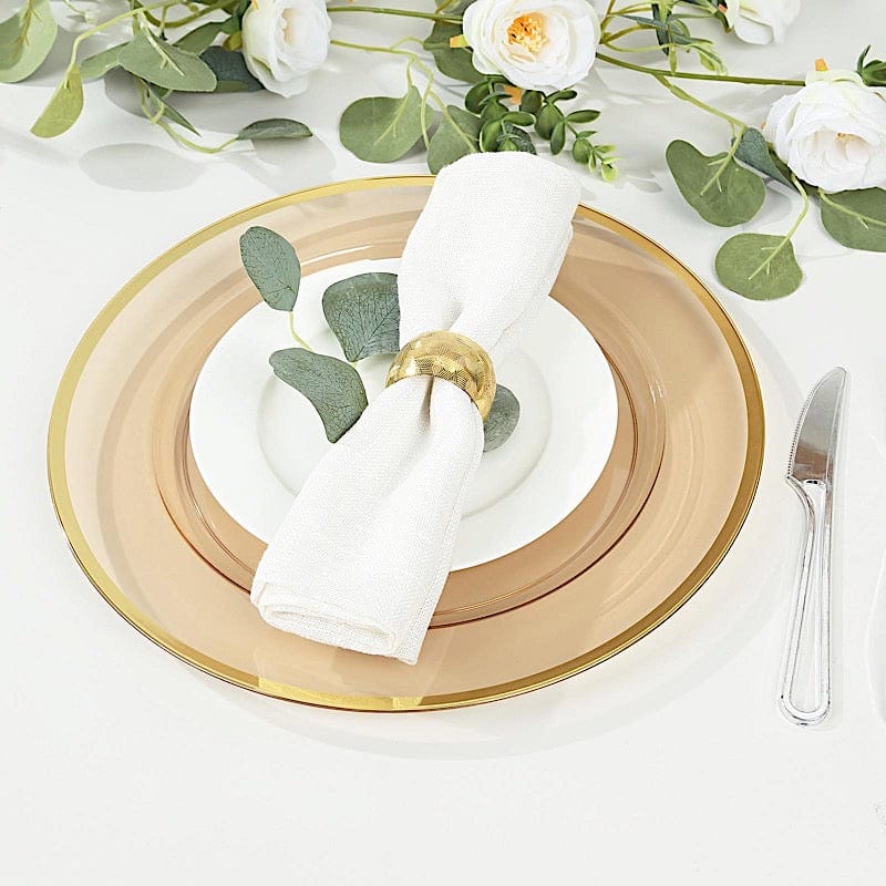 10 pcs 12 in Round Heavy Duty Plastic Charger Plates with Metallic Trim