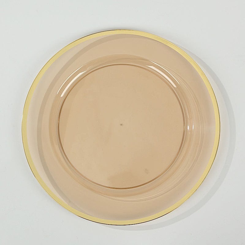 10 pcs 12 in Round Heavy Duty Plastic Charger Plates with Metallic Trim