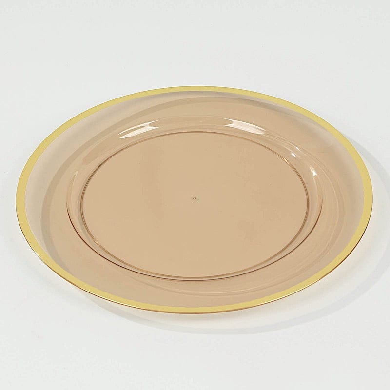 10 pcs 12 in Round Heavy Duty Plastic Charger Plates with Metallic Trim