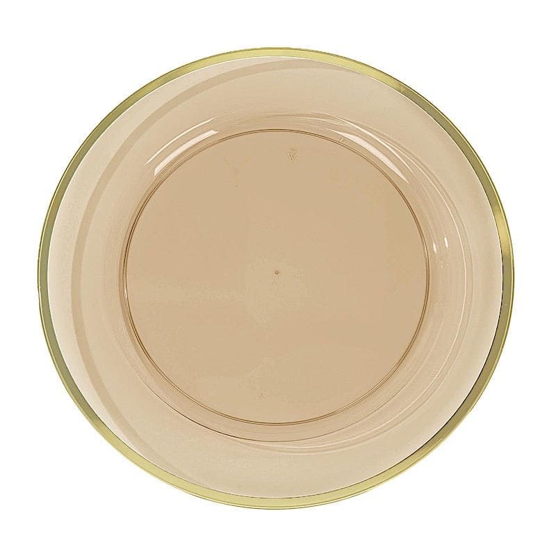 10 pcs 12 in Round Heavy Duty Plastic Charger Plates with Metallic Trim