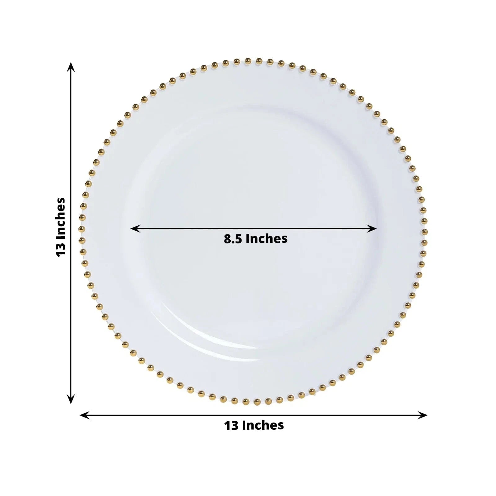 10 Round 13 in Plastic Charger Plates with Beaded Rim