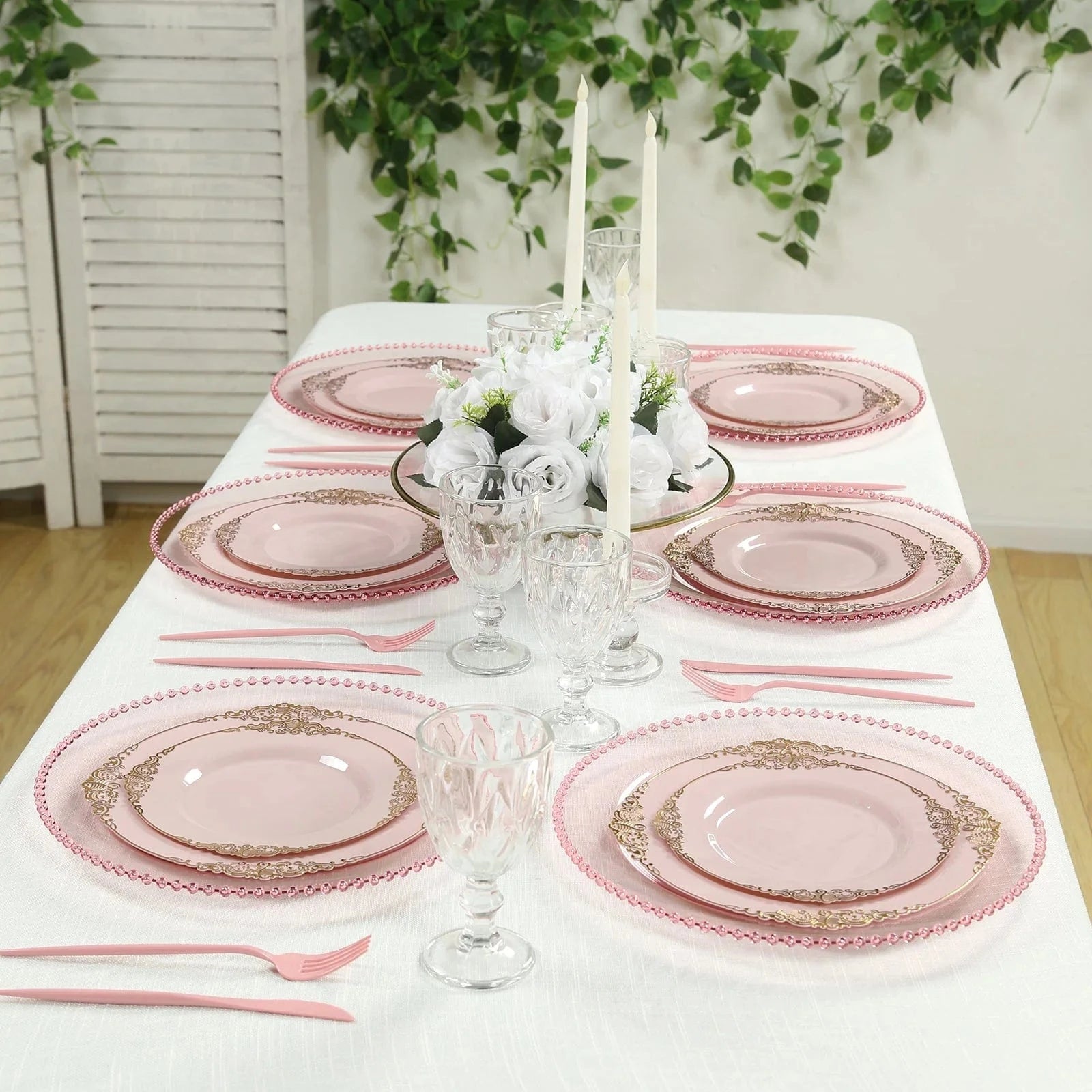 10 Round 13 in Plastic Charger Plates with Beaded Rim