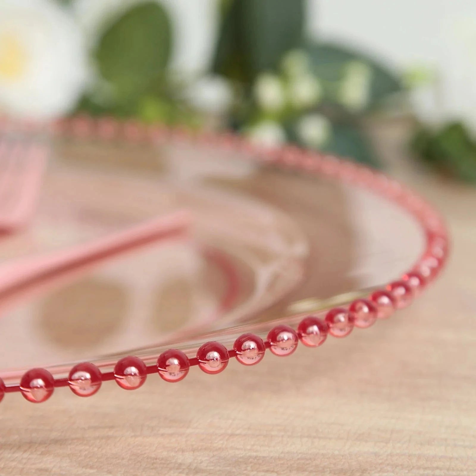 10 Round 13 in Plastic Charger Plates with Beaded Rim