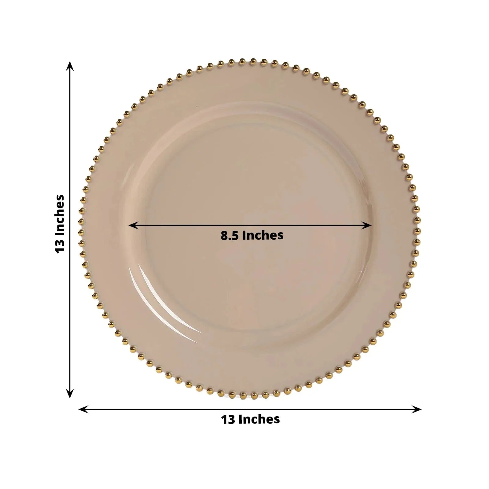10 Round 13 in Plastic Charger Plates with Beaded Rim