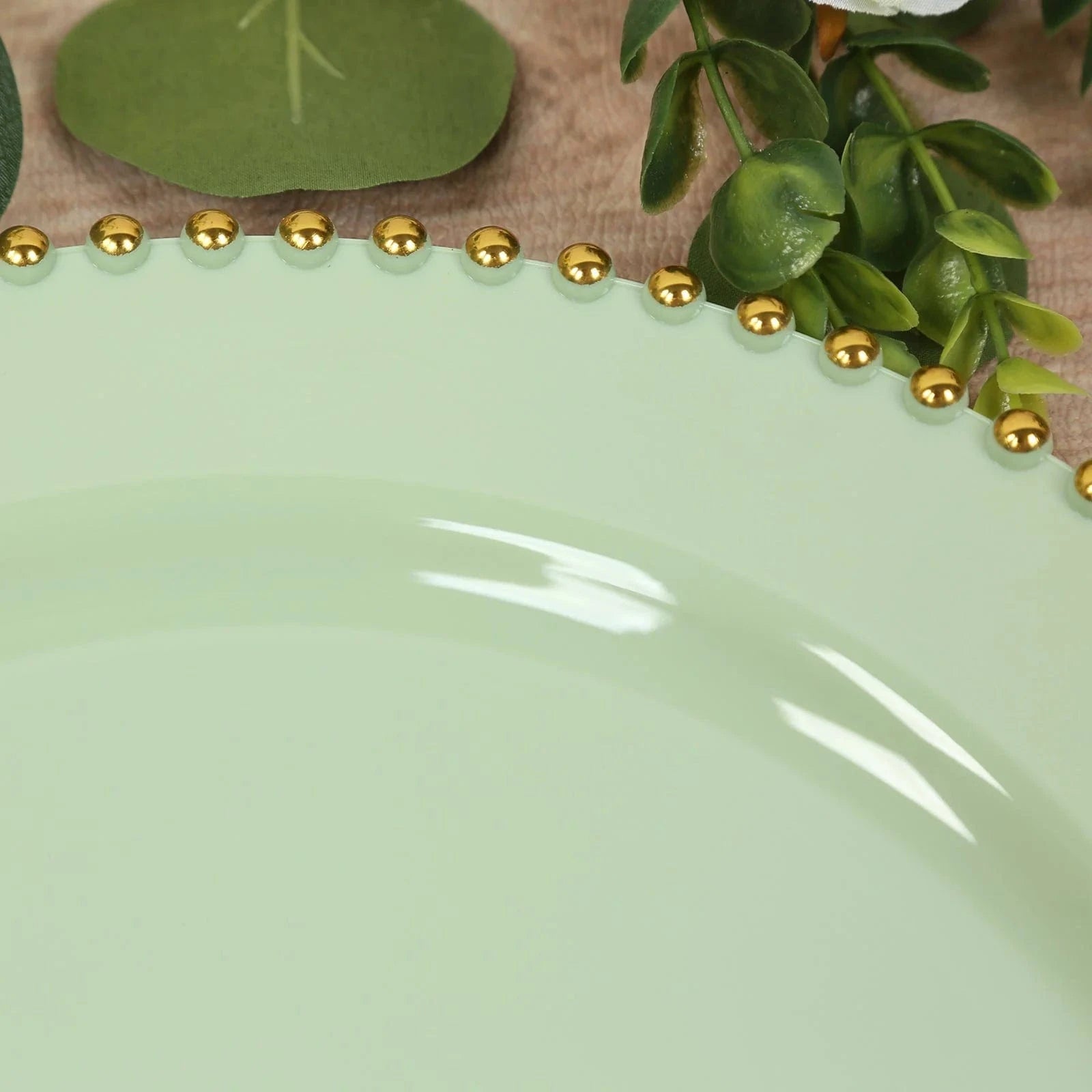10 Round 13 in Plastic Charger Plates with Beaded Rim