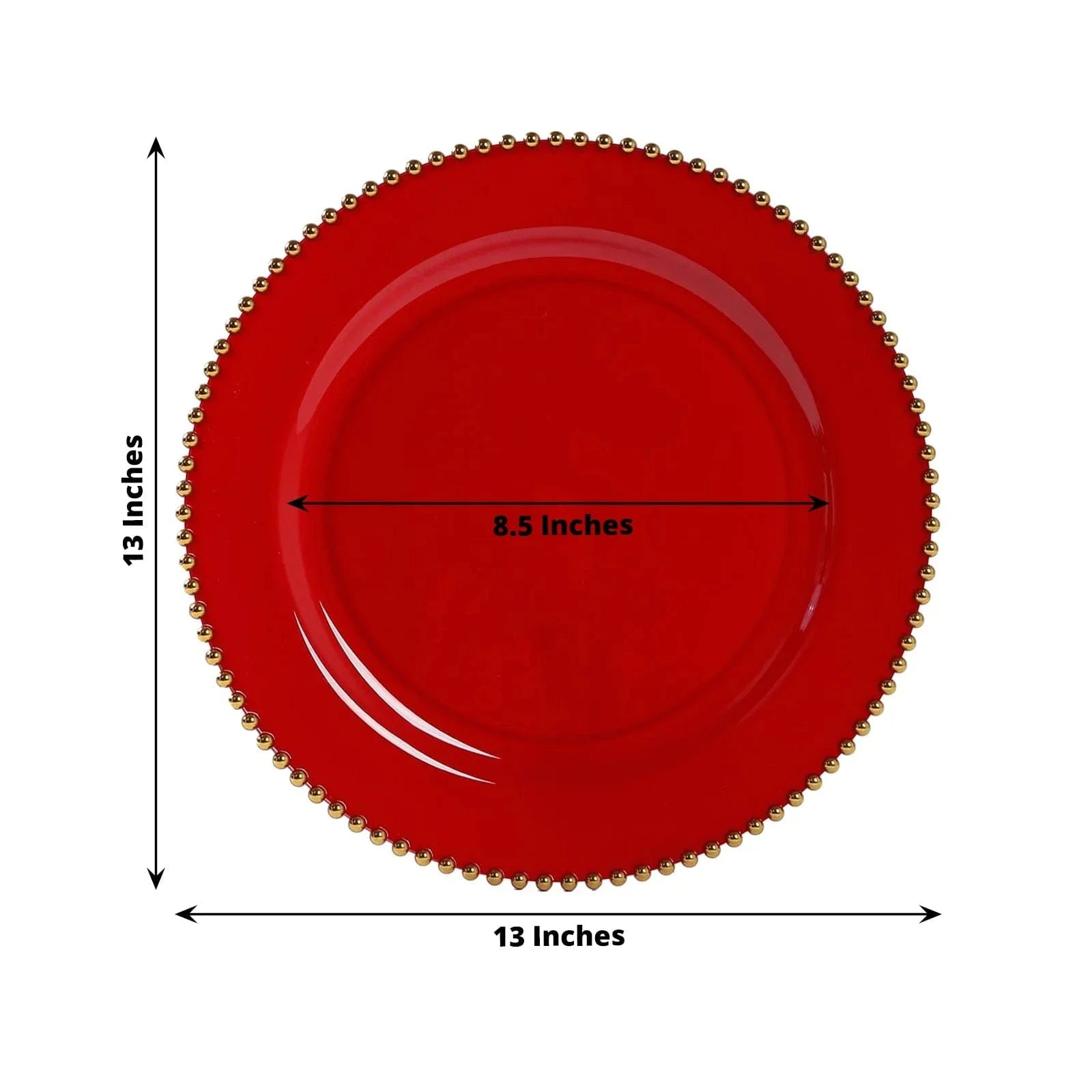 10 Round 13 in Plastic Charger Plates with Beaded Rim