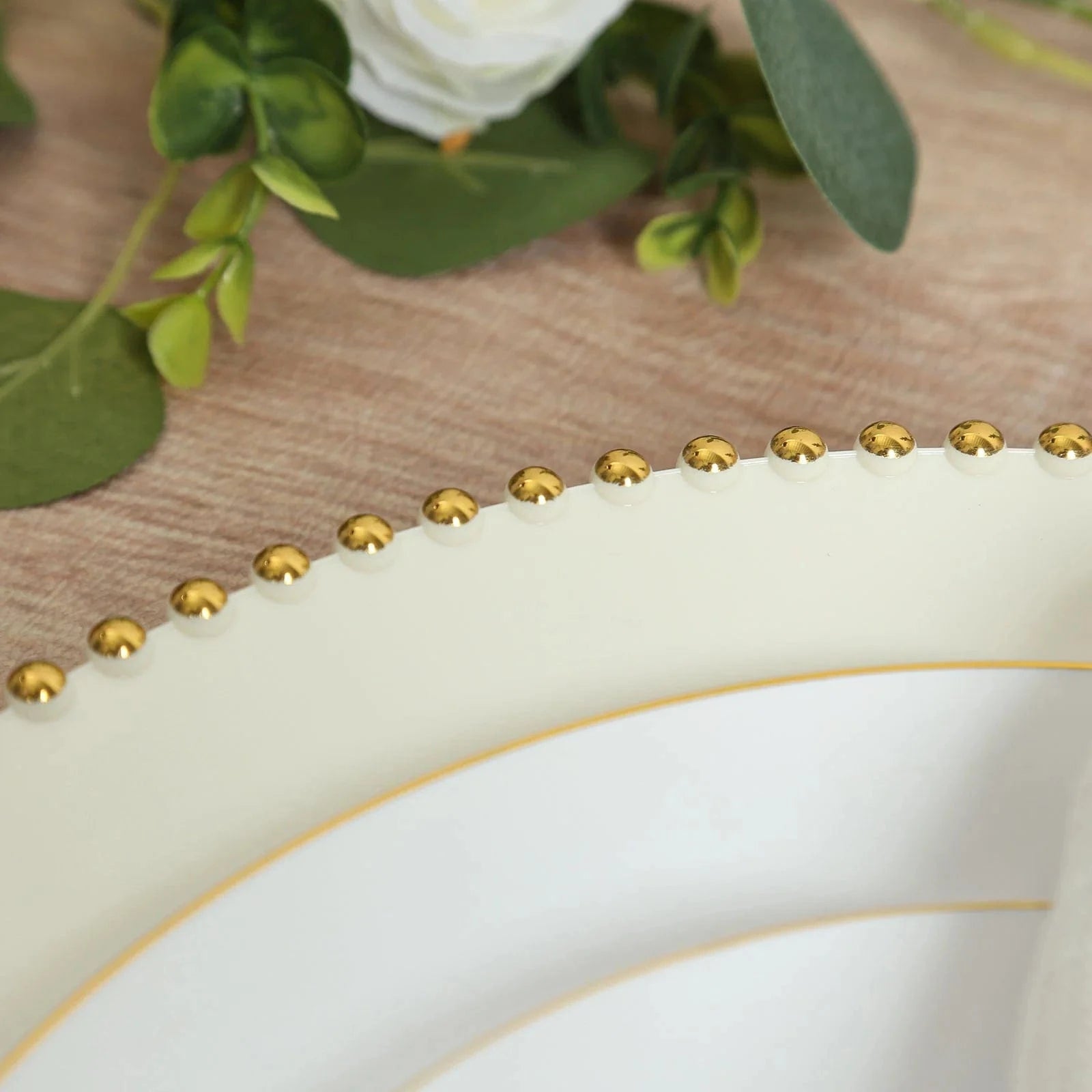 10 Round 13 in Plastic Charger Plates with Beaded Rim