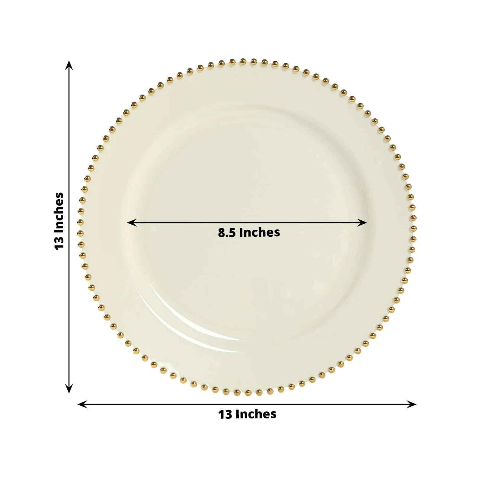 10 Round 13 in Plastic Charger Plates with Beaded Rim