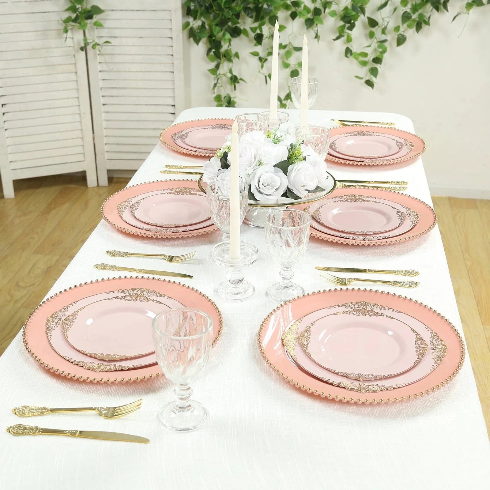 10 Round 13 in Plastic Charger Plates with Beaded Rim