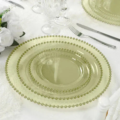 10 Round 13 in Plastic Charger Plates with Beaded Rim