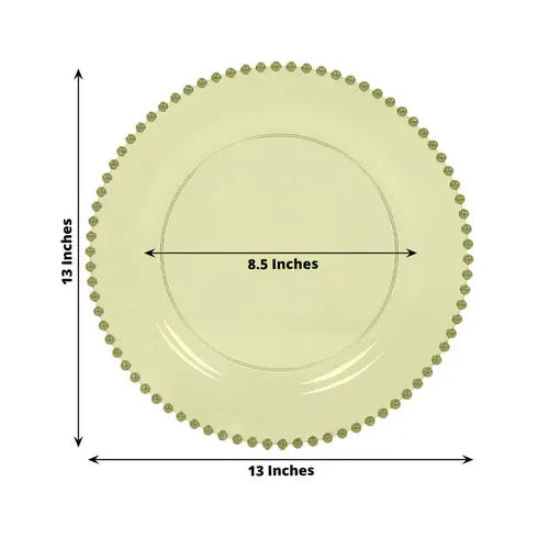 10 Round 13 in Plastic Charger Plates with Beaded Rim