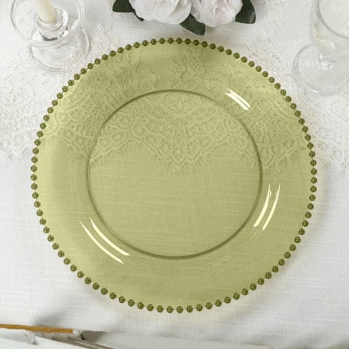10 Round 13 in Plastic Charger Plates with Beaded Rim