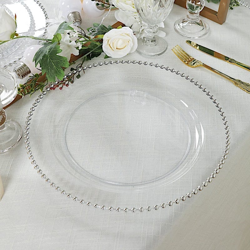 10 Round 13 in Plastic Charger Plates with Beaded Rim