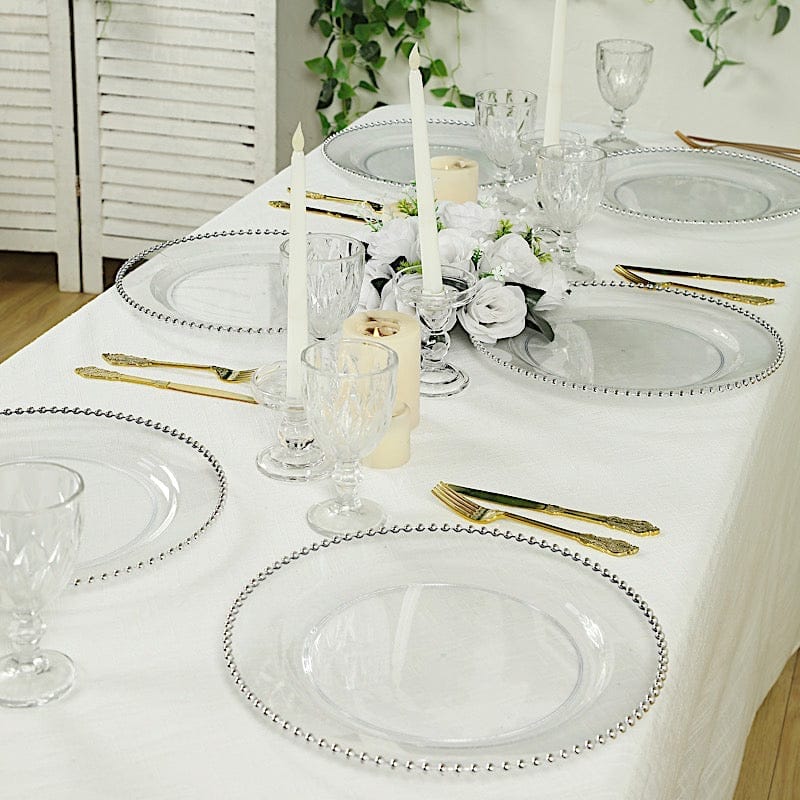 10 Round 13 in Plastic Charger Plates with Beaded Rim