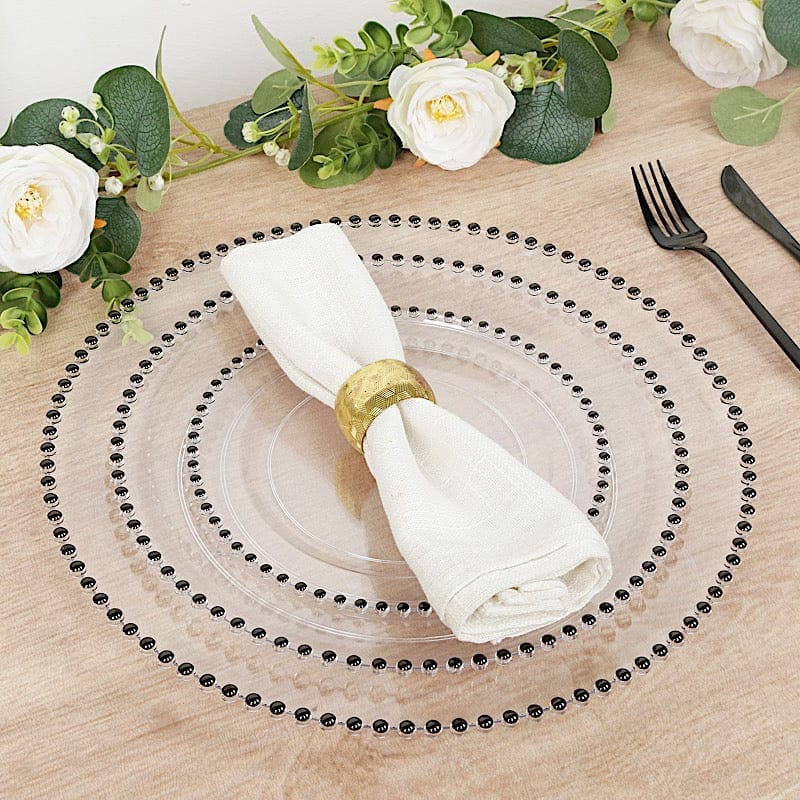 10 Round 13 in Plastic Charger Plates with Beaded Rim