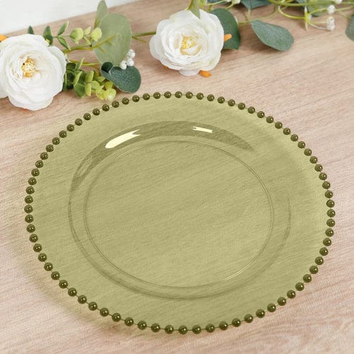 10 Round 13 in Plastic Charger Plates with Beaded Rim