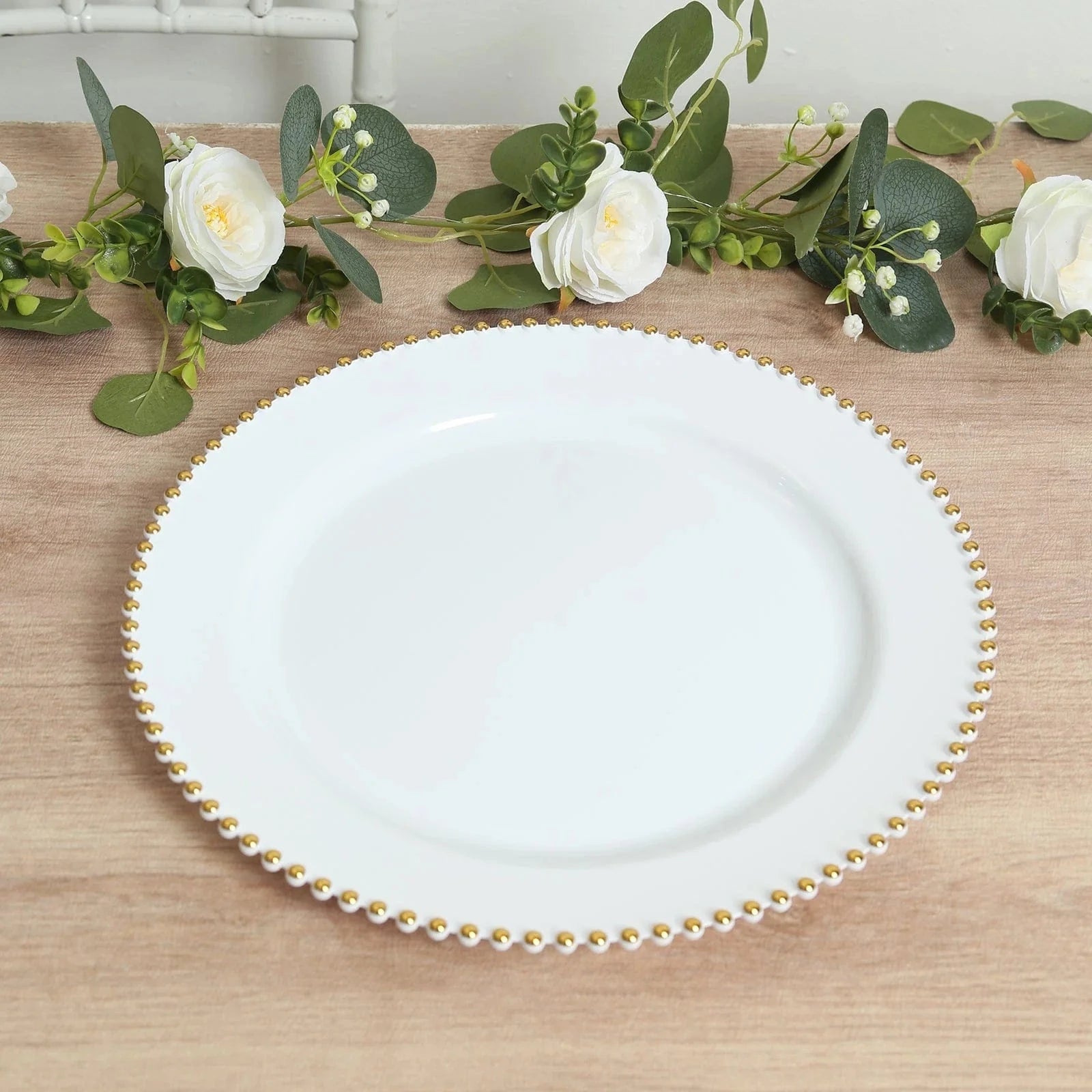 10 Round 13 in Plastic Charger Plates with Beaded Rim