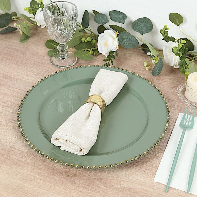 10 Round 13 in Plastic Charger Plates with Beaded Rim