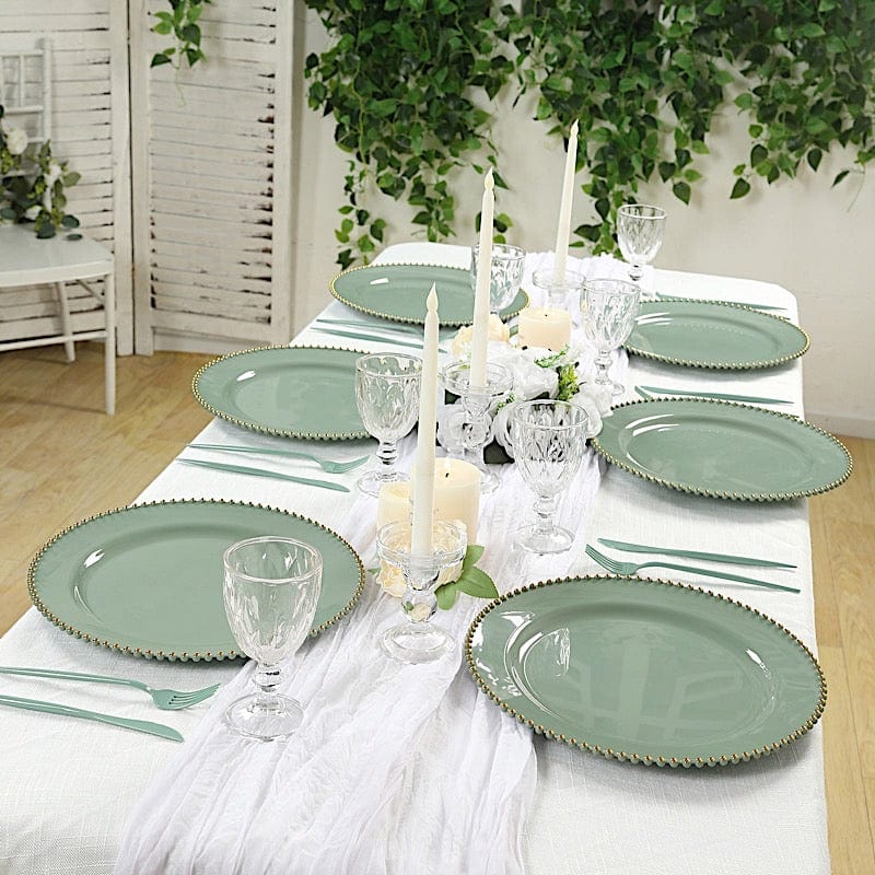 10 Round 13 in Plastic Charger Plates with Beaded Rim