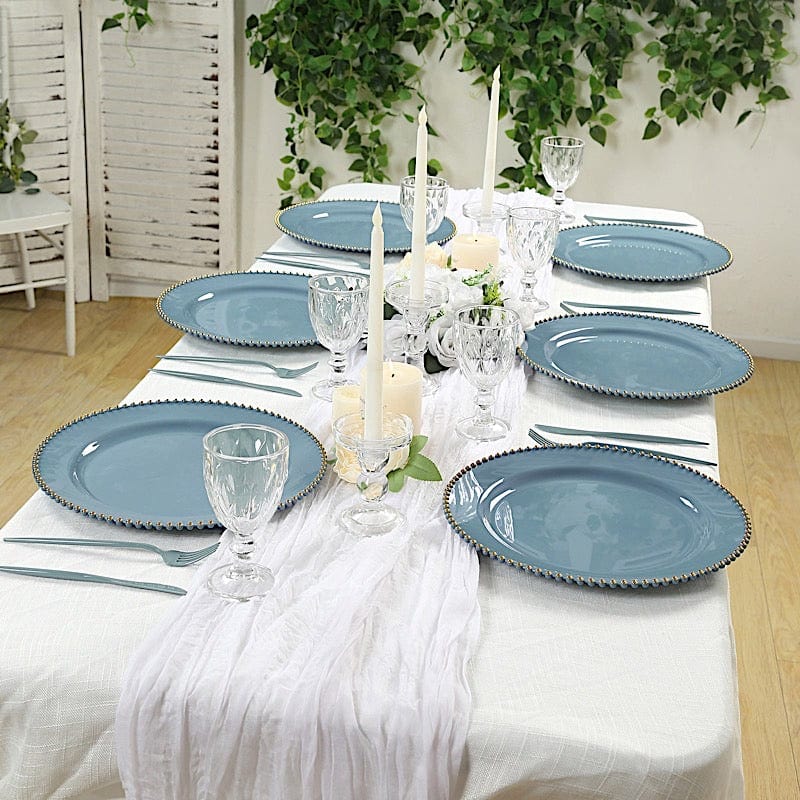 10 Round 13 in Plastic Charger Plates with Beaded Rim