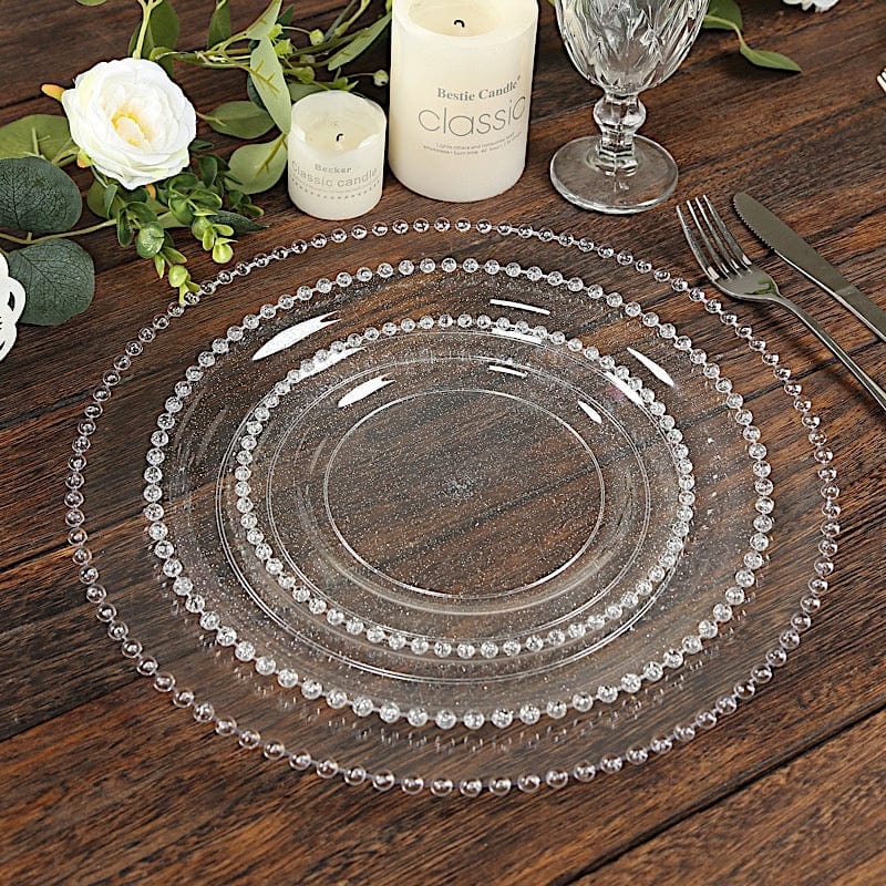 10 Round 13 in Plastic Charger Plates with Beaded Rim