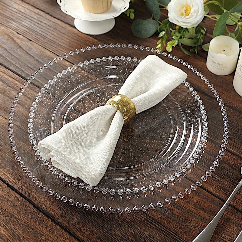 10 Round 13 in Plastic Charger Plates with Beaded Rim