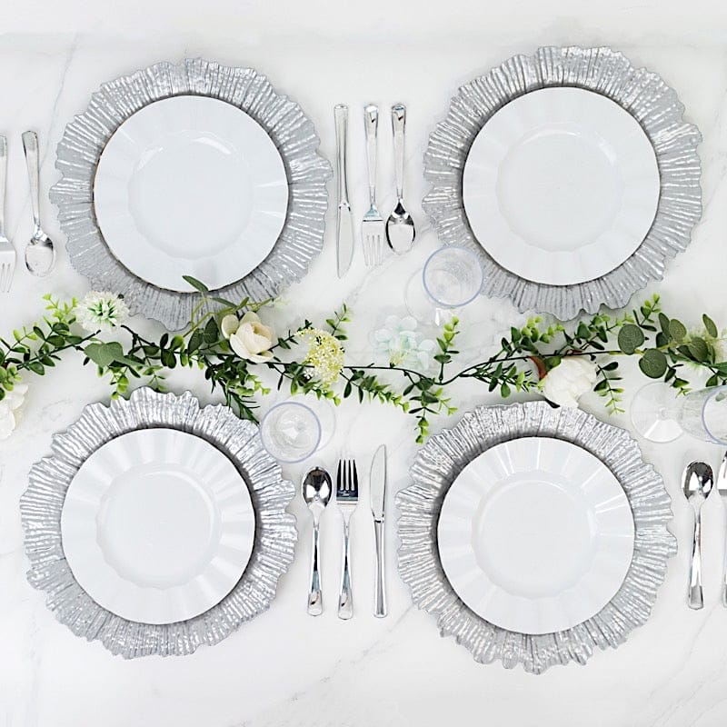 10 Round 13 in Plastic Charger Plates with Reef Rim Design