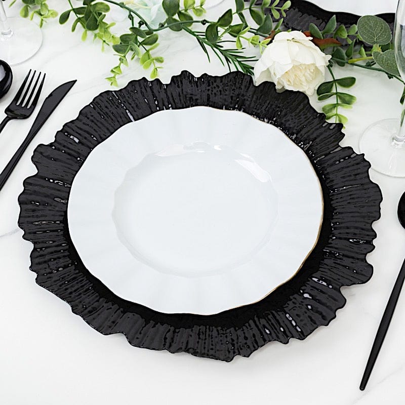 10 Round 13 in Plastic Charger Plates with Reef Rim Design