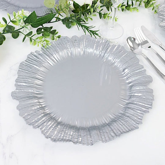 10 Round 13 in Plastic Charger Plates with Reef Rim Design