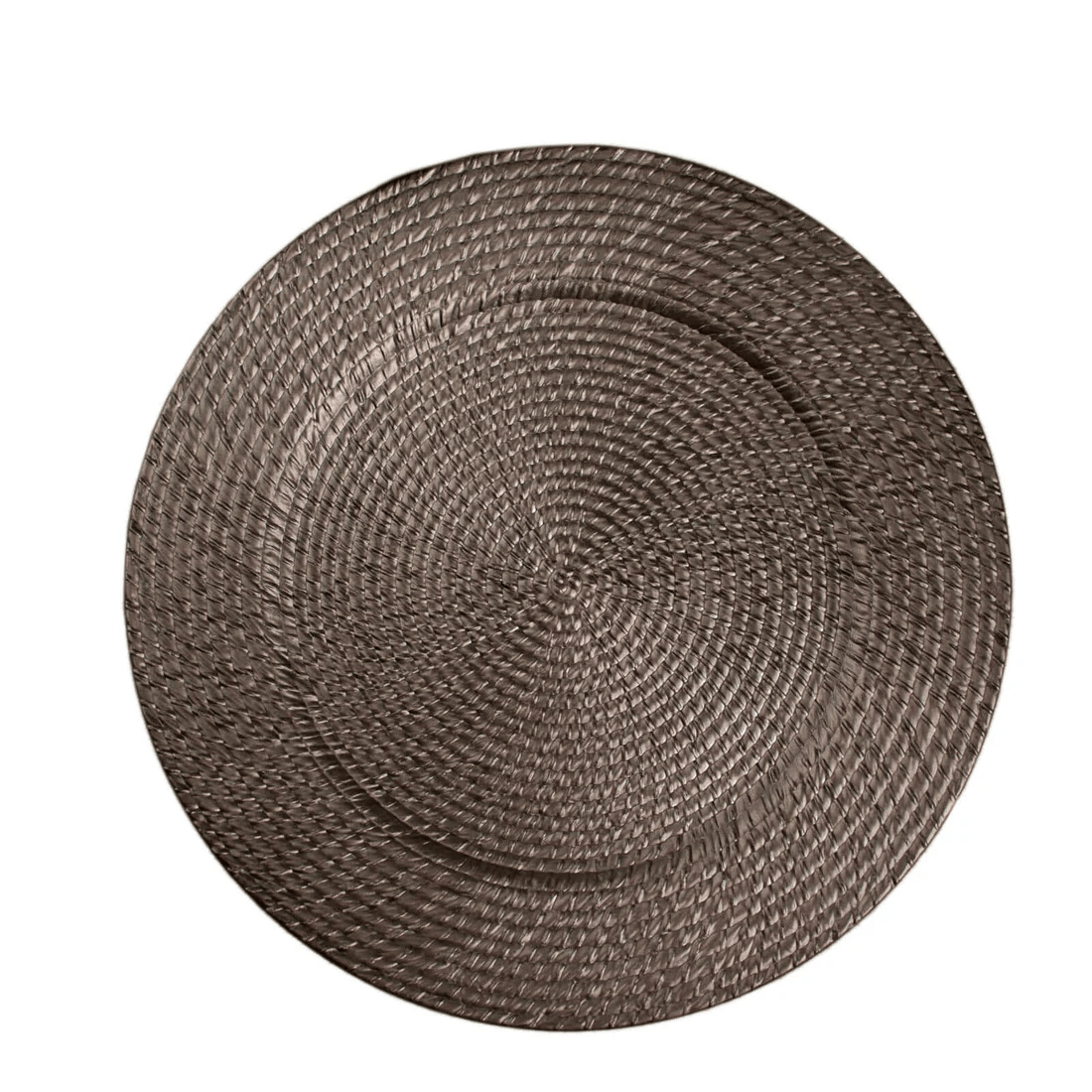 12 Brown 13 in Round Rattan-Like Plastic Charger Plates