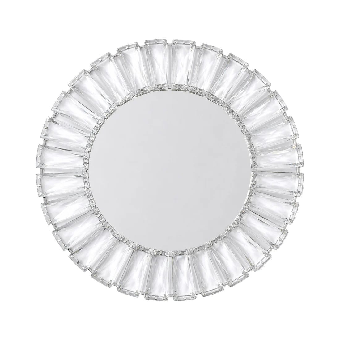 2 pcs 14 in Round Crystal Pendant Metal Charger Plates with Gold Mirror Glass