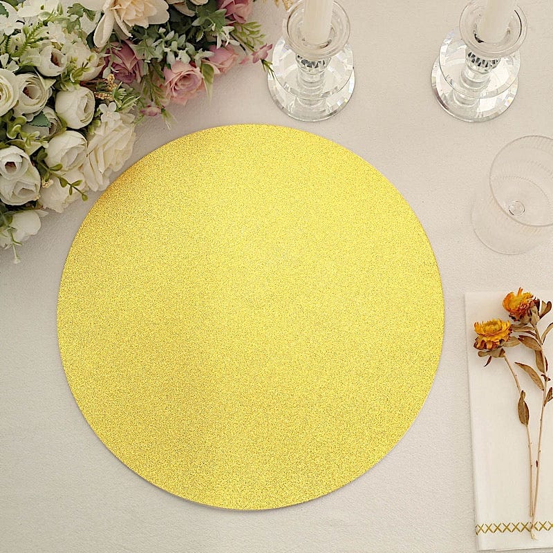 6pc Glittered Faux Leather Placemats – 16x12 Rectangle, Waterproof Wedding Table Decor