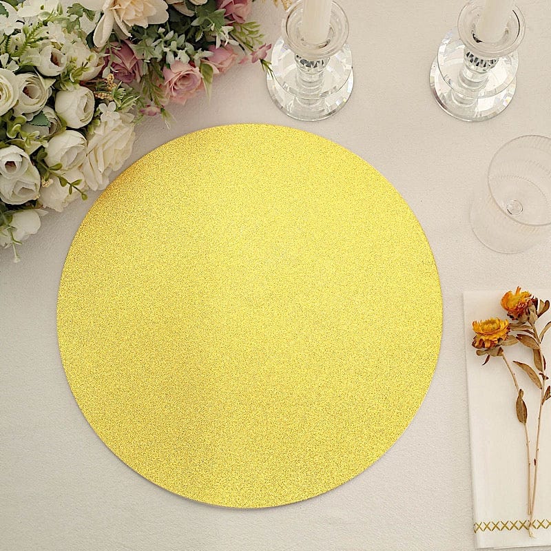 6 pcs 13 Round Glittered Faux Leather Placemats