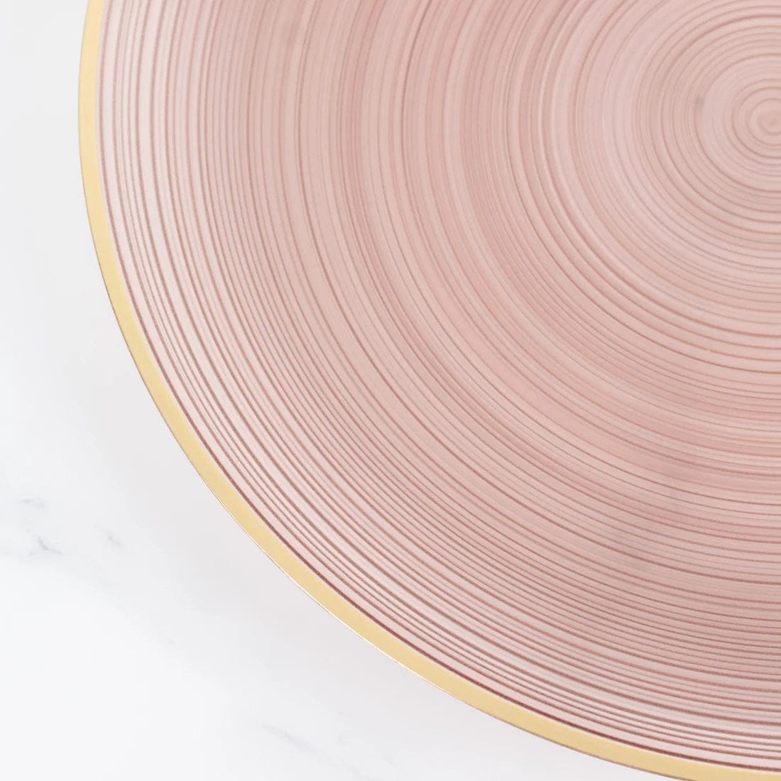 20 Transparent 13 in Round Plastic Charger Plates Swirl Design with Gold Rim