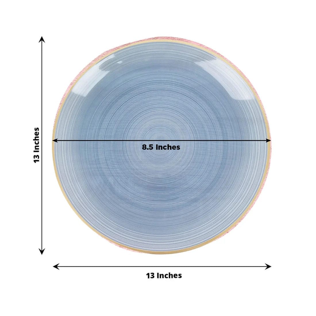 20 Transparent 13 in Round Plastic Charger Plates Swirl Design with Gold Rim