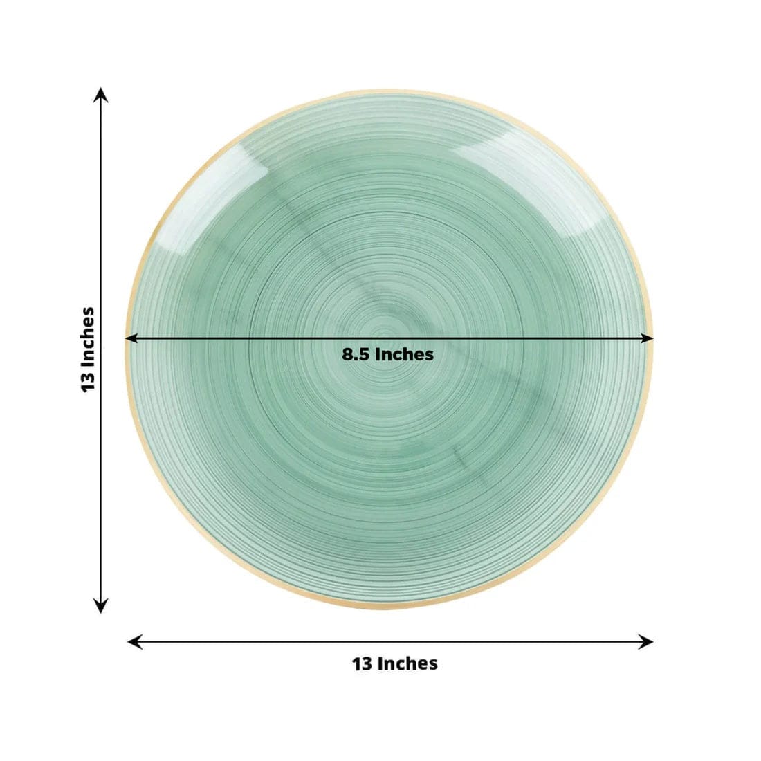 20 Transparent 13 in Round Plastic Charger Plates Swirl Design with Gold Rim