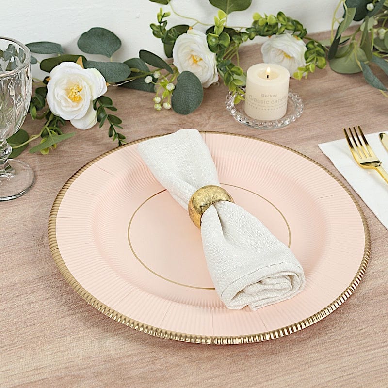 25 pcs 13 in Round Disposable Paper Charger Plates with Metallic Trim