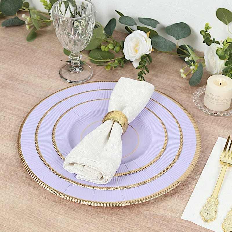 25 pcs 13 in Round Disposable Paper Charger Plates with Metallic Trim