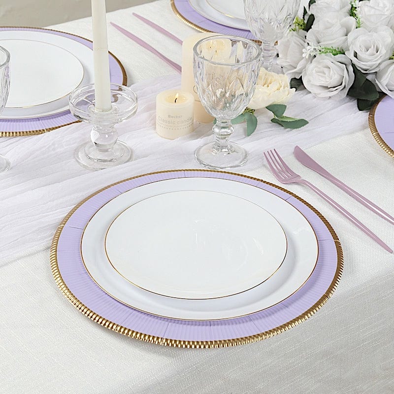 25 pcs 13 in Round Disposable Paper Charger Plates with Metallic Trim