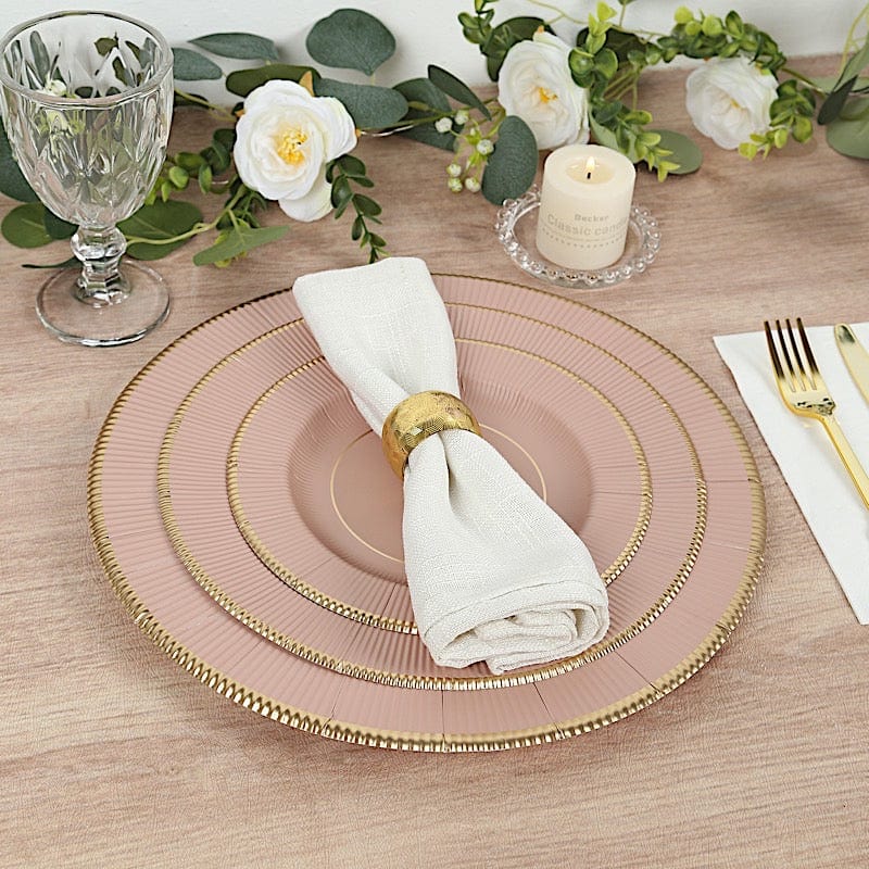 25 pcs 13 in Round Disposable Paper Charger Plates with Metallic Trim