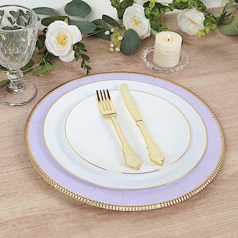 25 pcs 13 in Round Disposable Paper Charger Plates with Metallic Trim