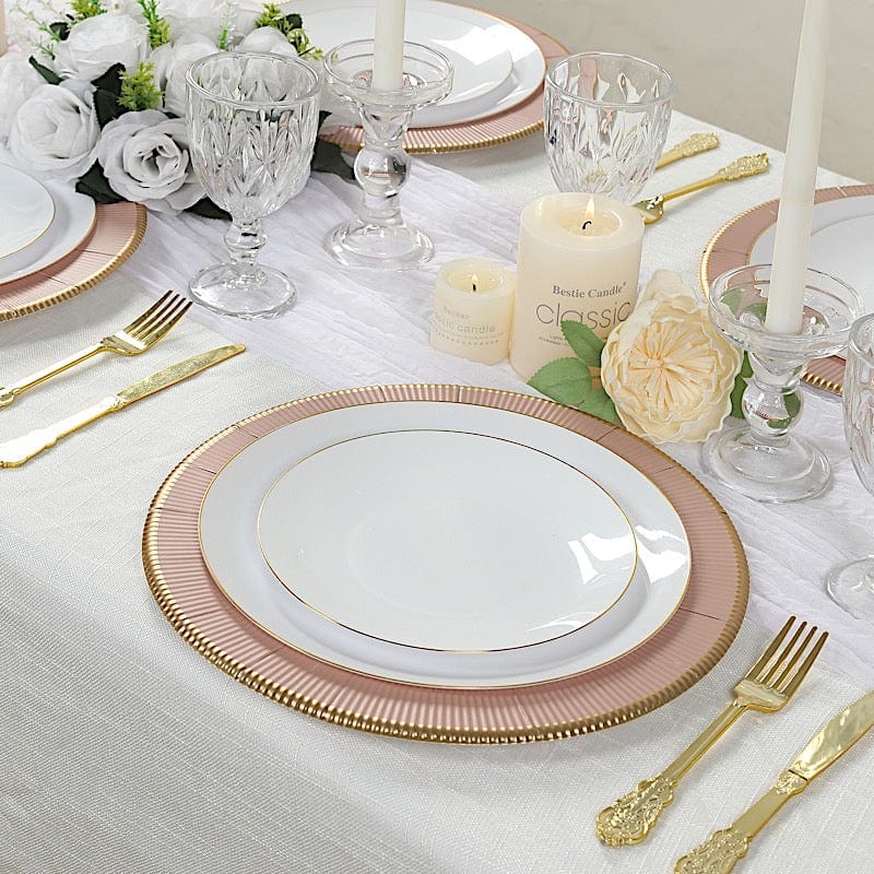 25 pcs 13 in Round Disposable Paper Charger Plates with Metallic Trim