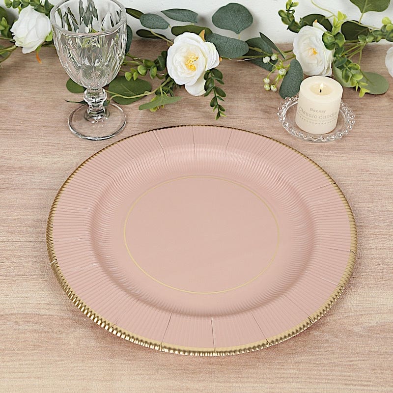 25 pcs 13 in Round Disposable Paper Charger Plates with Metallic Trim
