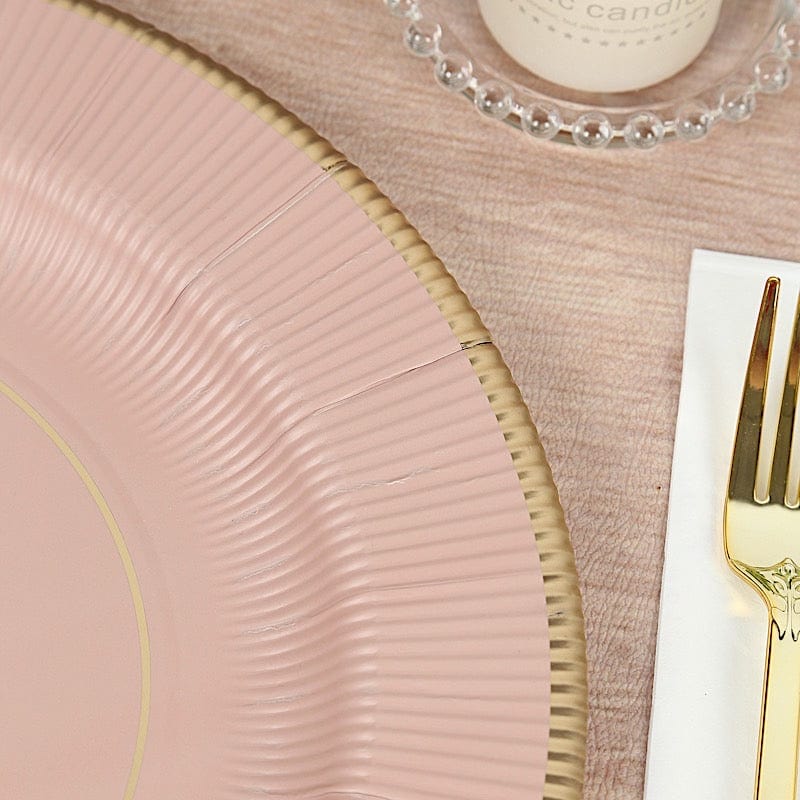 25 pcs 13 in Round Disposable Paper Charger Plates with Metallic Trim