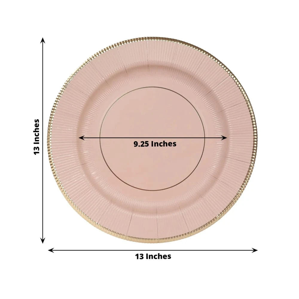 25 pcs 13 in Round Disposable Paper Charger Plates with Metallic Trim