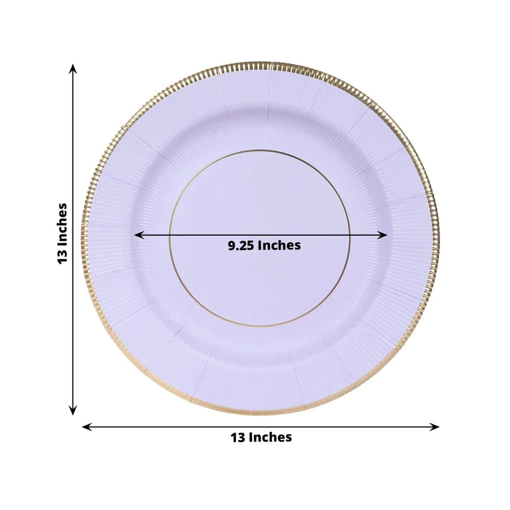 25 pcs 13 in Round Disposable Paper Charger Plates with Metallic Trim