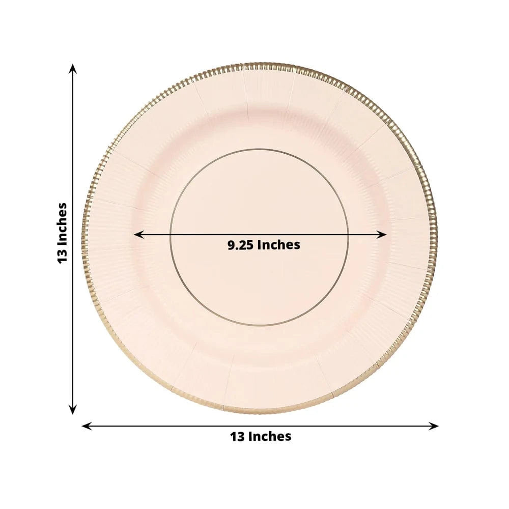 25 pcs 13 in Round Disposable Paper Charger Plates with Metallic Trim