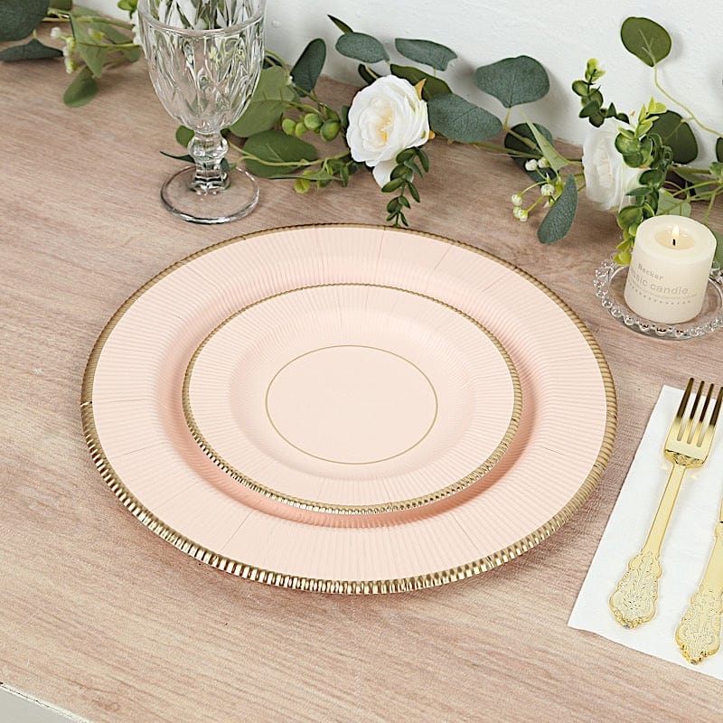 25 pcs 13 in Round Disposable Paper Charger Plates with Metallic Trim